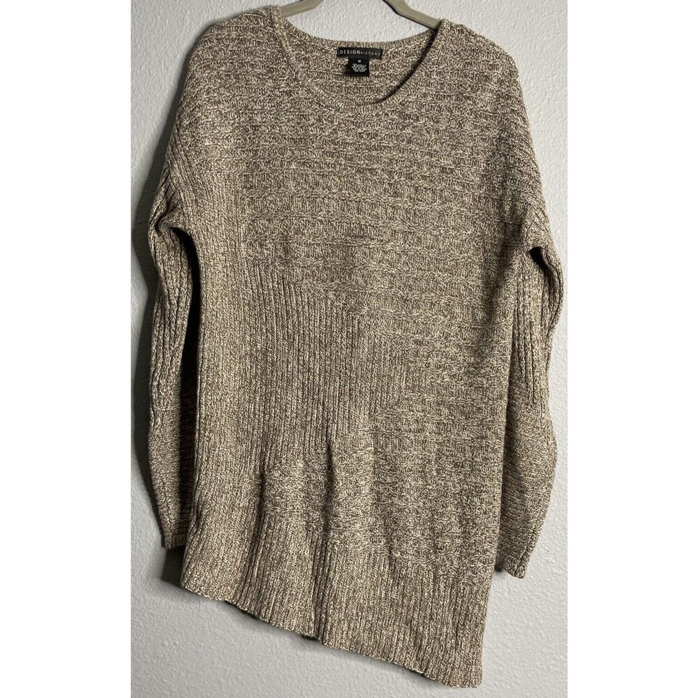 Design History Womens Brown Ribbed Knit Asymmetrical Sweater Size M Asymmetrical